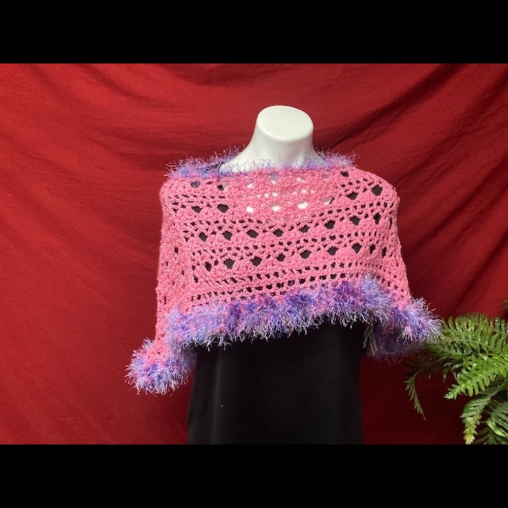 Handmade one of a kind crochet poncho.